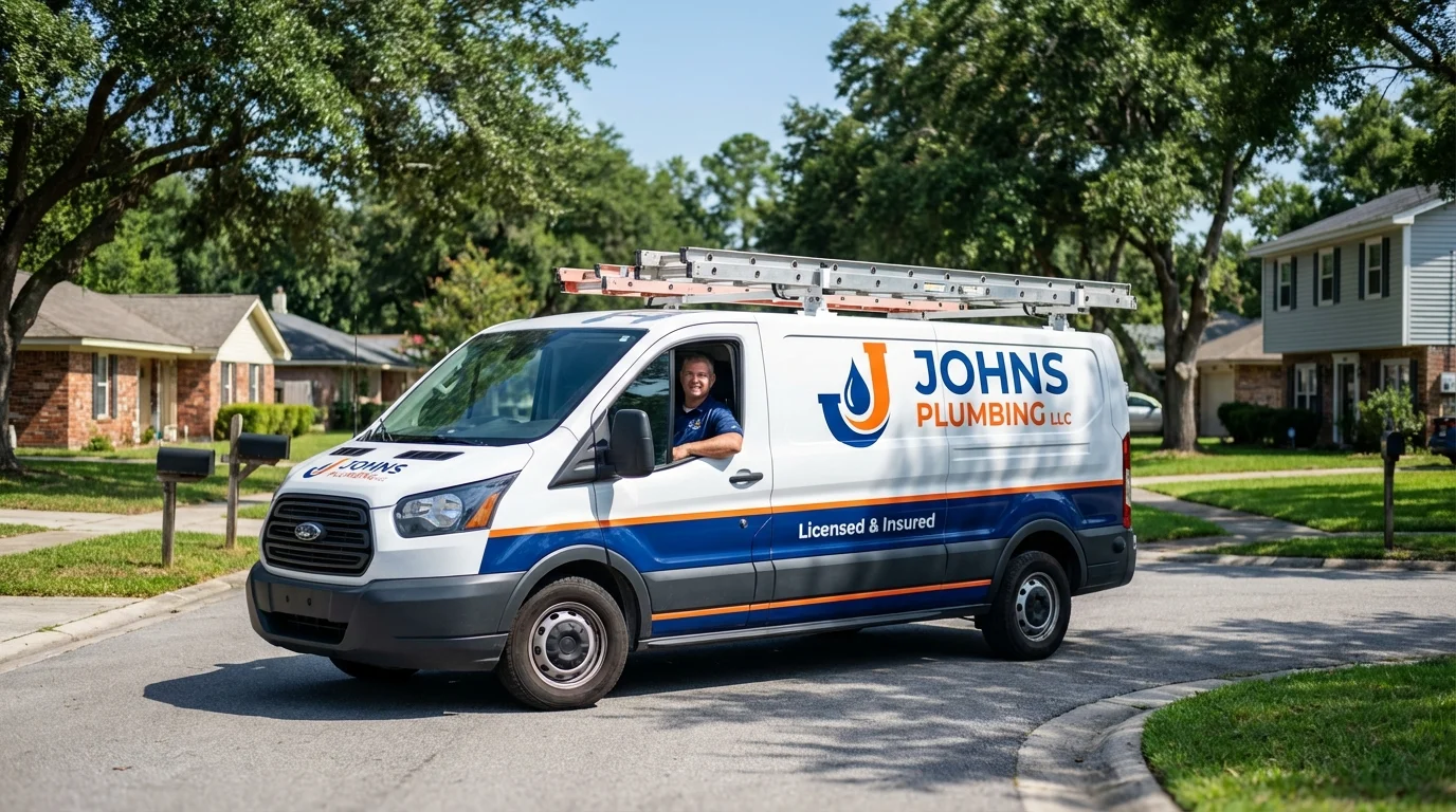 Johns Plumbing LLC service van in Evans City, PA