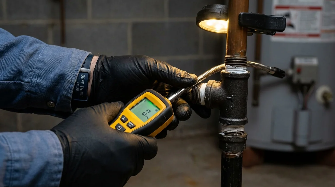 Gas leak detection with electronic sniffer by Johns Plumbing LLC in Evans City
